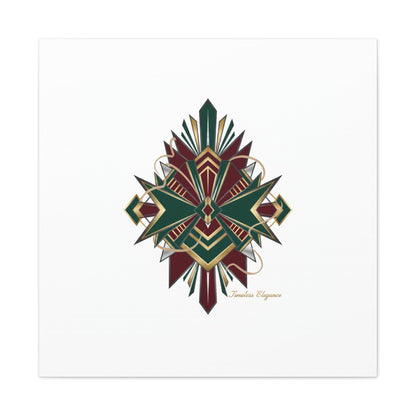 Art Deco geometric brass print Canvas | Neo-Deco chrome & gold fan motif