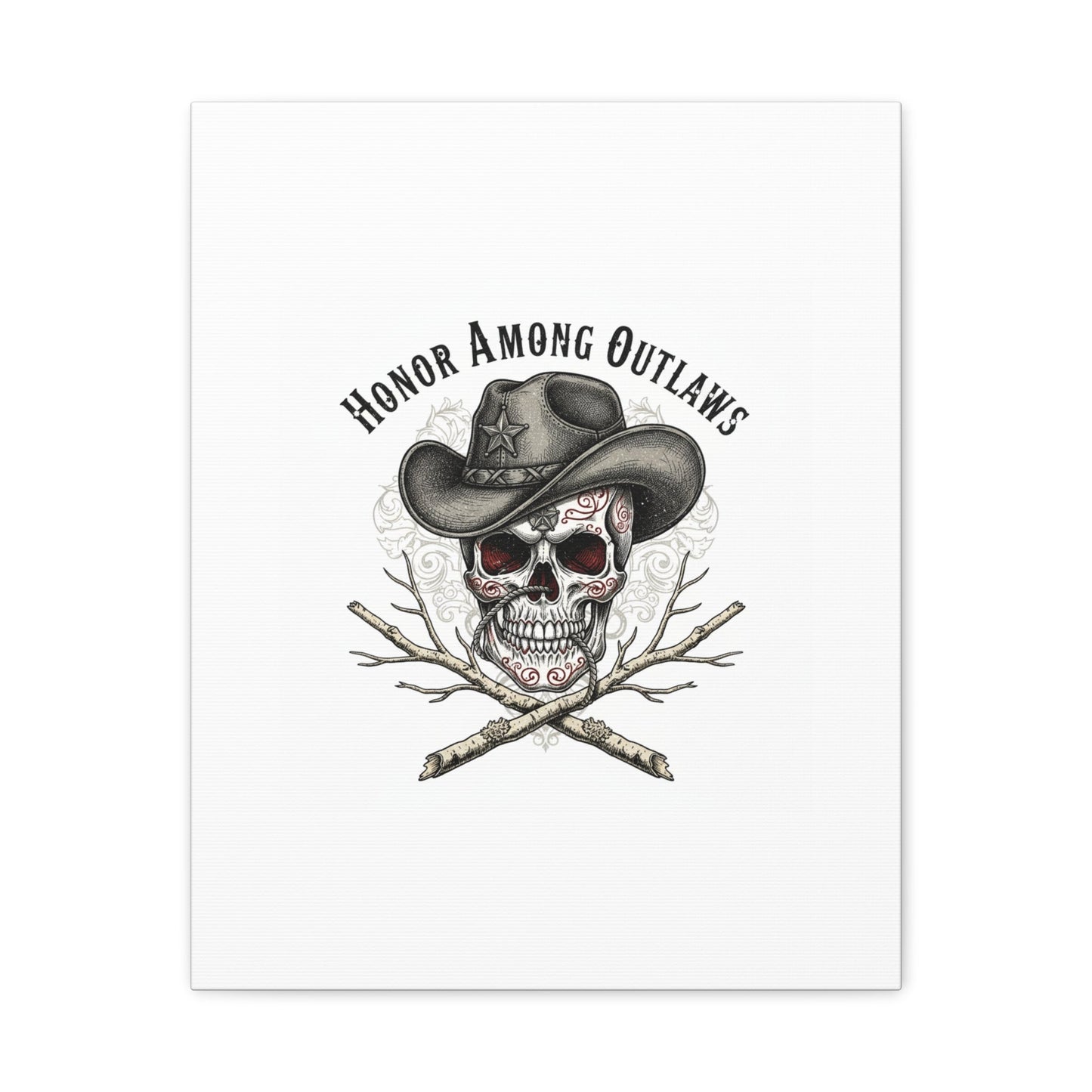 Honor Among Outlaws Canvas | Western Skull Art, Gothic Americana Desert Noir