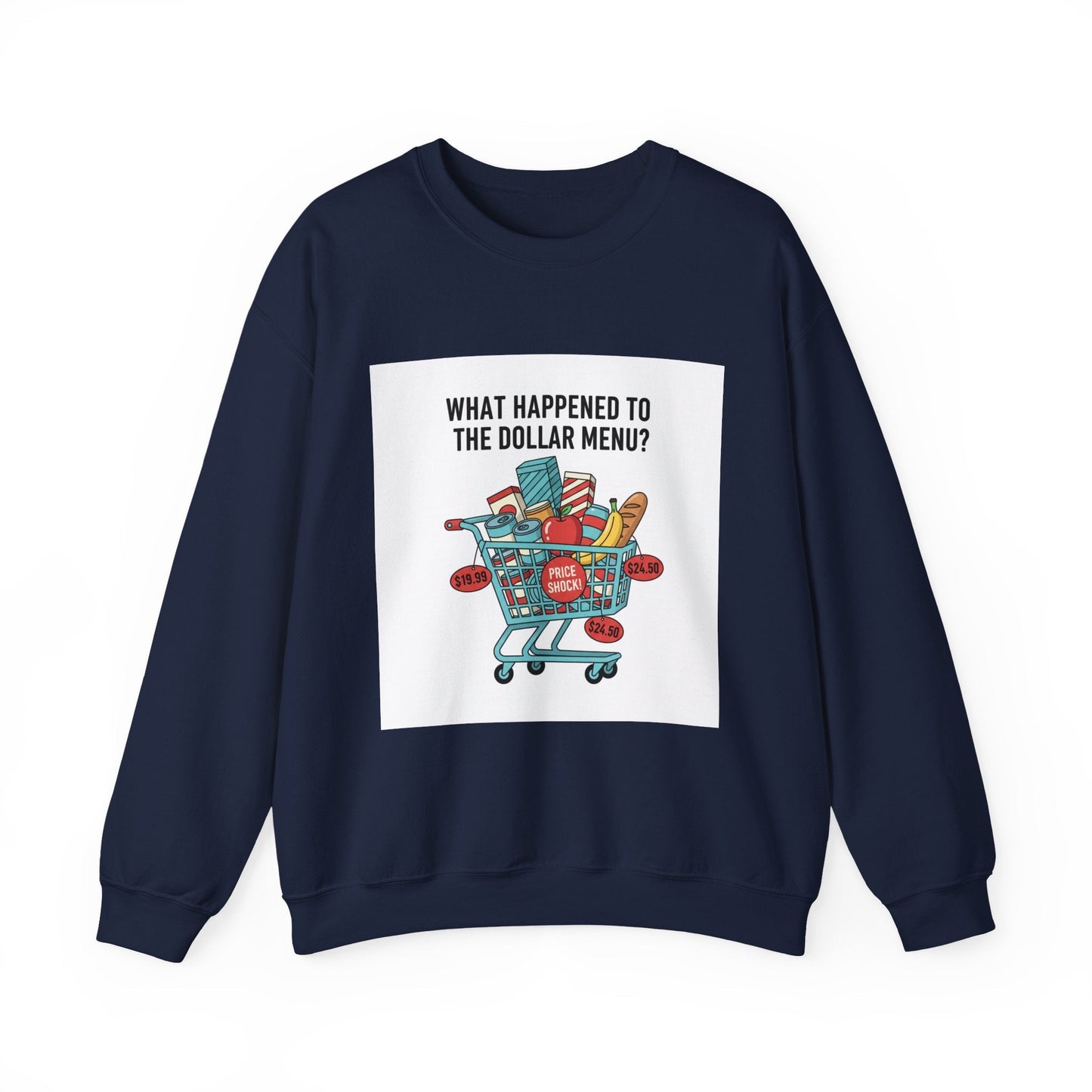What Happened to the Dollar Menu? Sweatshirt | Grocery Prices Meme, Budget Humor