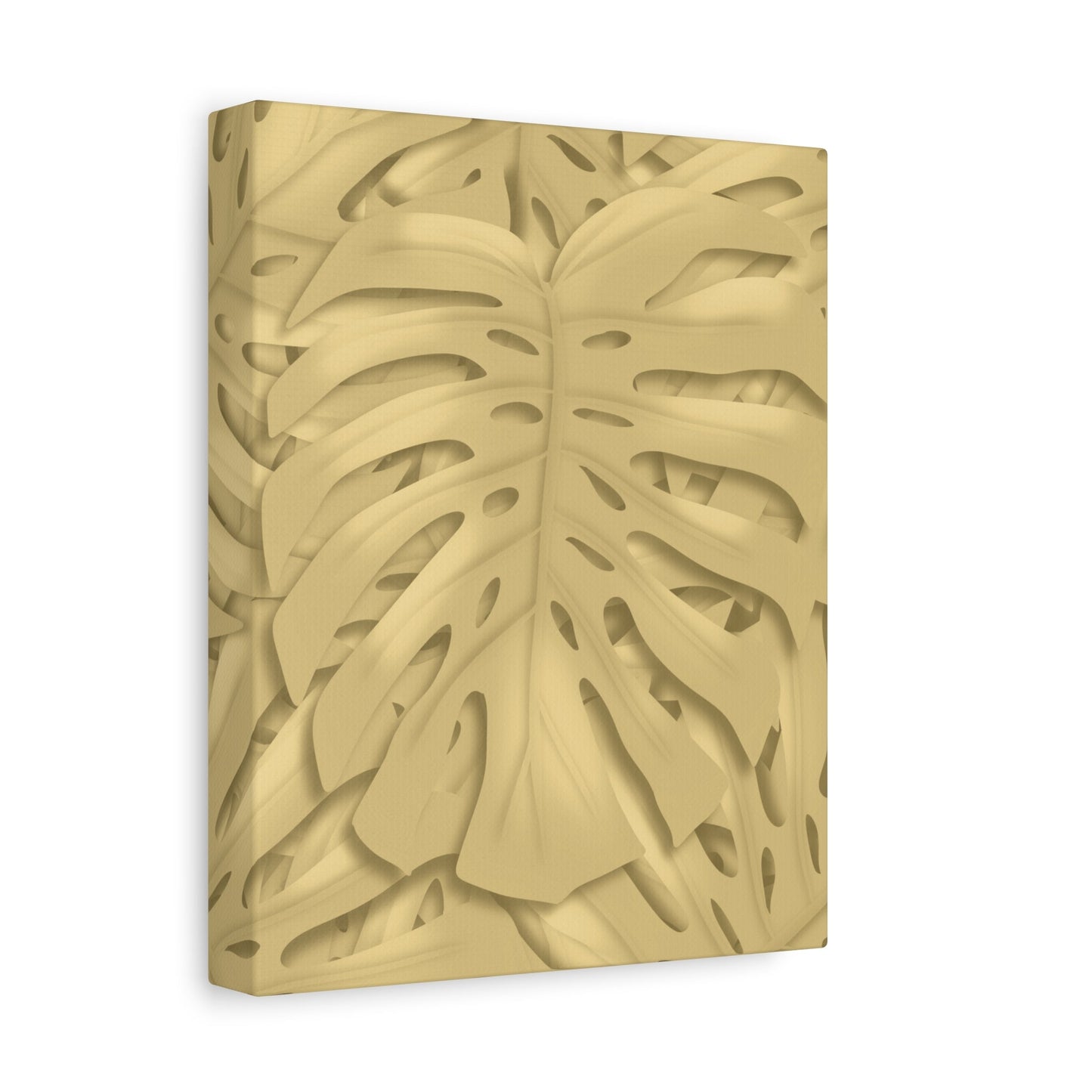 Golden Monstera Canvas Print – Botanical Wall Art