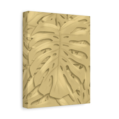Golden Monstera Canvas Print – Botanical Wall Art