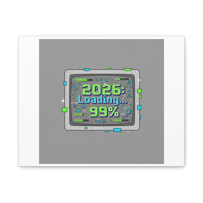 2026 Loading 99% Canvas | NYE countdown, retro system interface