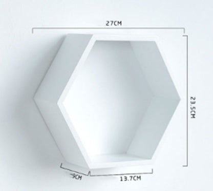 Nordic Hexagon Solid Wood Wall Shelf - Geometric Floating Decorative Display Rack