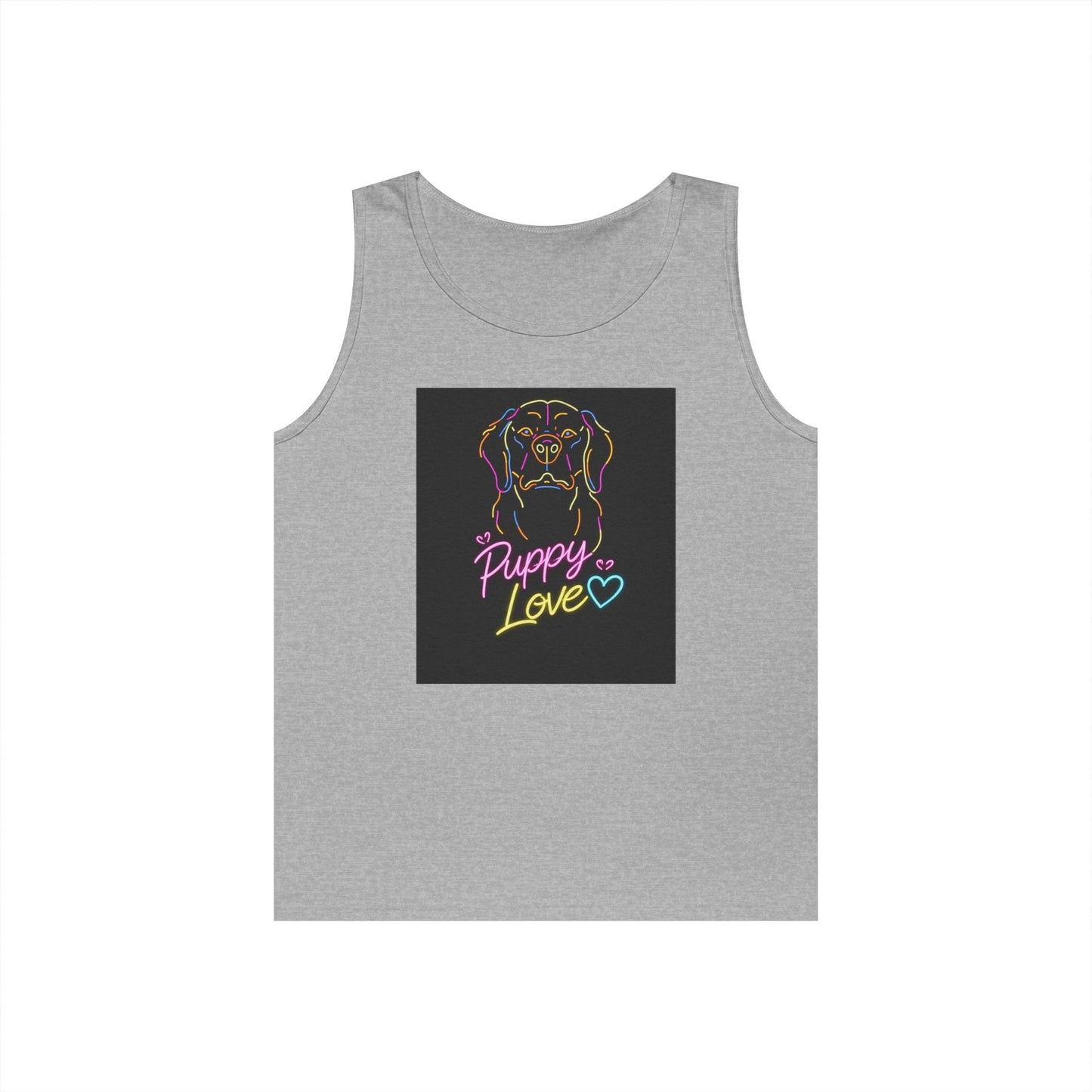 Puppy Love Tank Top — Neon Dog Graphic Summer Tee