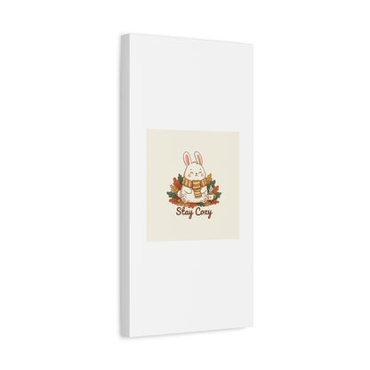 Cozy Bunny Illustration Canvas | Cute Critter Winter Forest Art