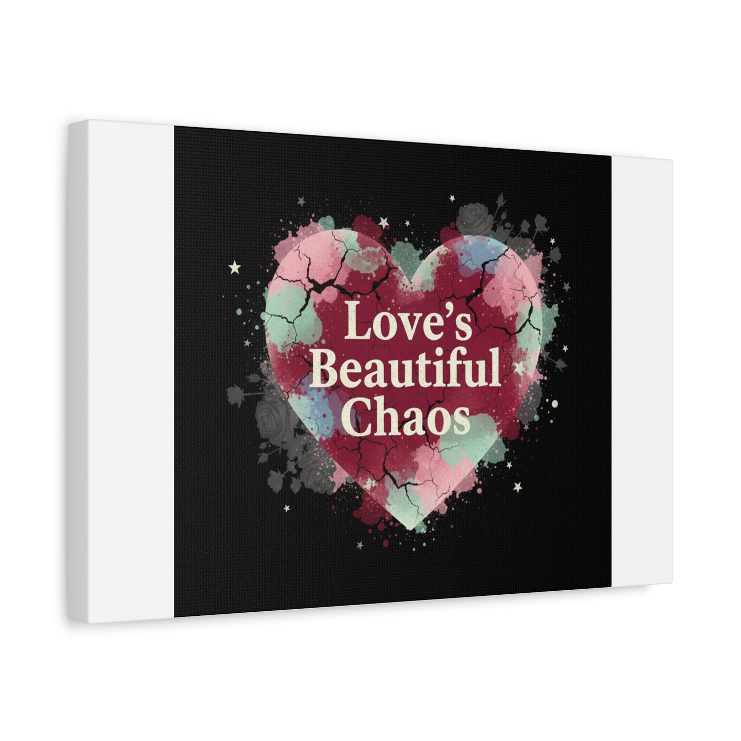Love's Beautiful Chaos Canvas Print | Soft Grunge Hearts, Distressed Heart Art