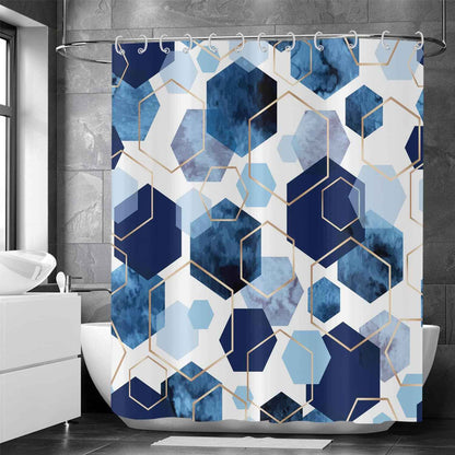 Blue Shower Curtain Abstract Geometric Modern