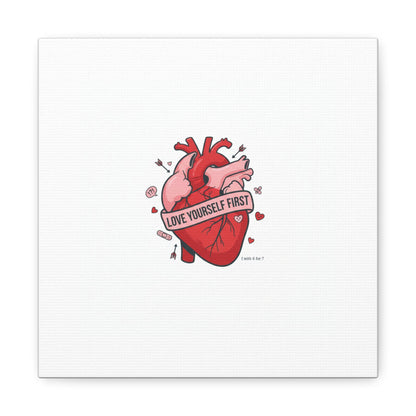 Love Yourself First Canvas, Hearts-with-a-Twist, Anti-Valentine Art