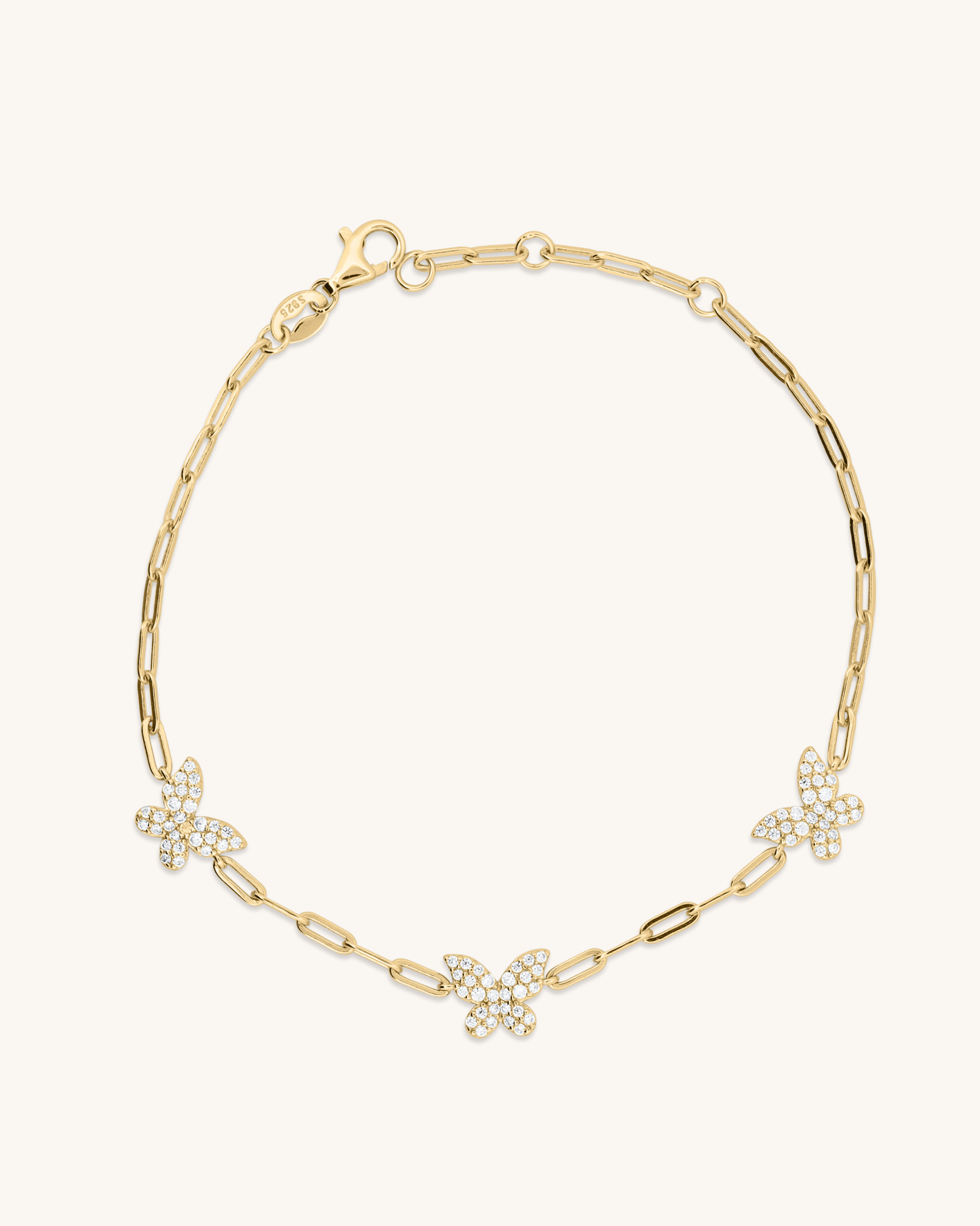 Triple Butterfly Paperclip Bracelet
