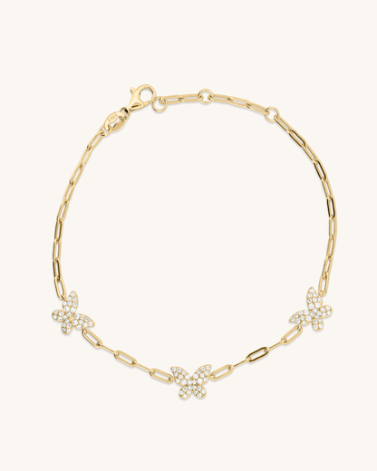 Triple Butterfly Paperclip Bracelet