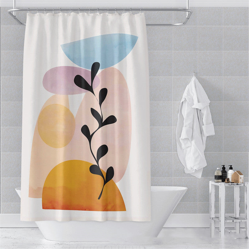 Morandi Abstract Art Shower Curtain - Luxury Waterproof Polyester Fabric with Muted Earth Tones for Modern Minimalist Decor
