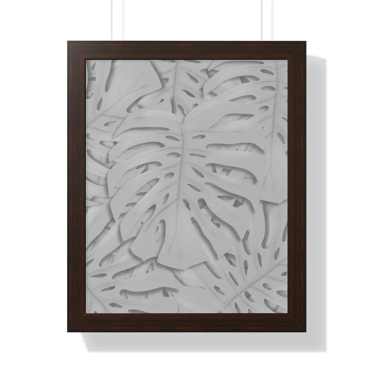 Soft Grey Monstera Framed Print – Botanical Wall Art