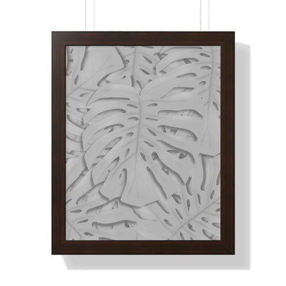 Soft Grey Monstera Framed Print – Botanical Wall Art