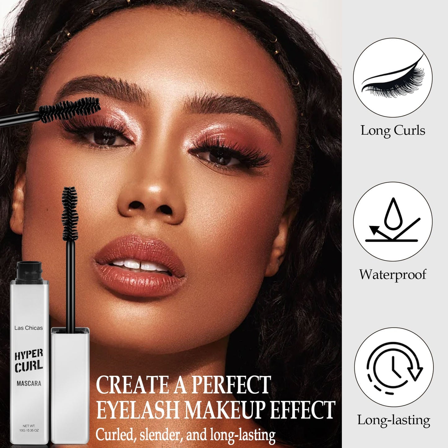 2pcs Las Chicas 12-hour Long-lasting Waterproof 10ml Ultra Volumizing Lengthening Hyper Curl Mascara Black