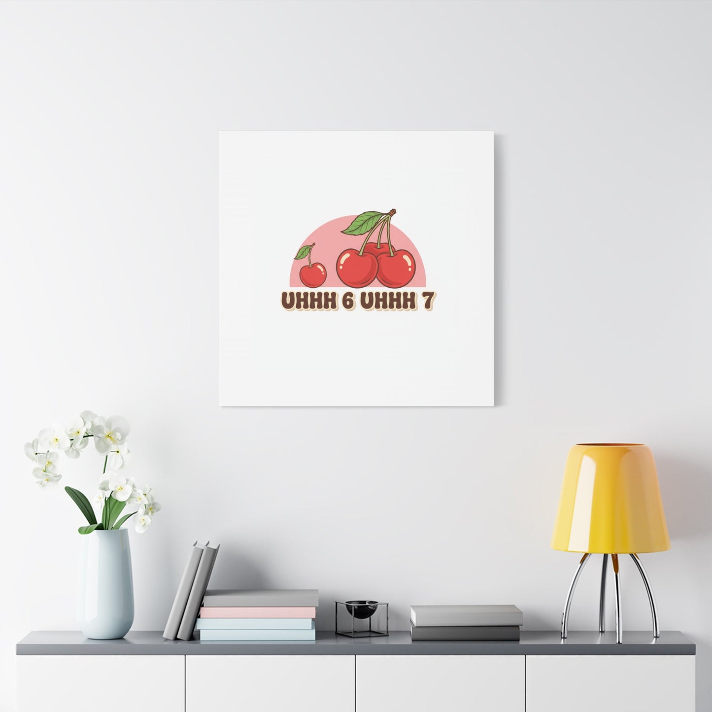 Six Severn Cherry Retro Graphic Canvas | kawaii fruit print, vintage cherry design