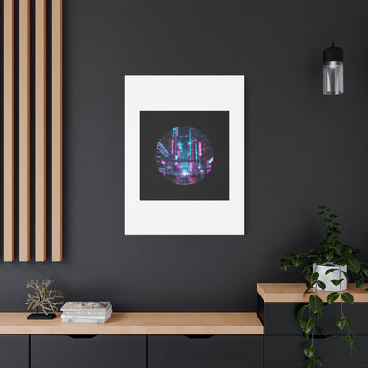 Neon Cyberpunk Cityscape Canvas | synthwave skyline, future city art
