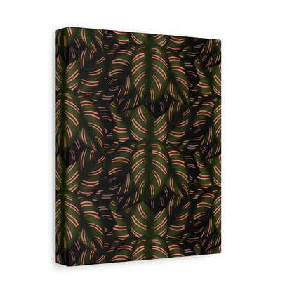 Calathea Pinstripe Pattern Canvas Print – Botanical Wall Art