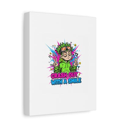 Crash Out With a Smile Canvas Print | Neon Skate Graffiti, Meme Meltdown Art