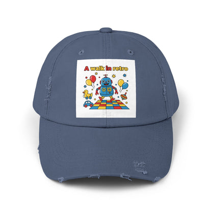Retro Robot Baseball Cap - "A Walk in Retro" Distressed Patch Hat