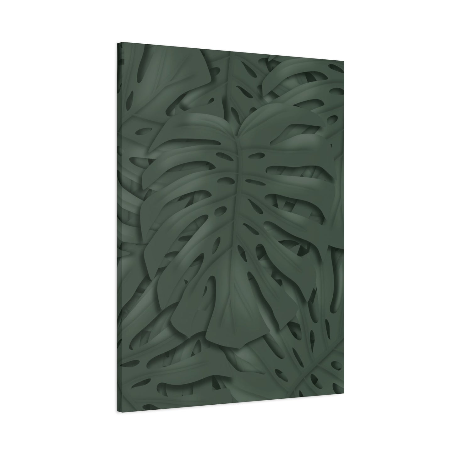 Deep Green Monstera Canvas Print – Botanical Wall Art