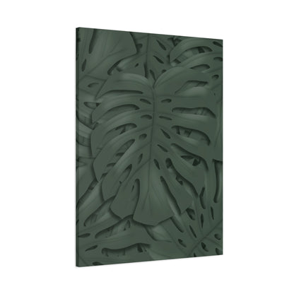 Deep Green Monstera Canvas Print – Botanical Wall Art