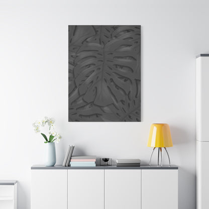 Charcoal Monstera Canvas Print – Botanical Wall Art
