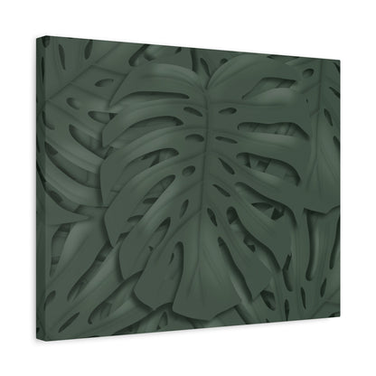 Deep Green Monstera Canvas Print – Botanical Wall Art