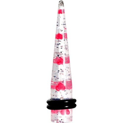 Clear Acrylic Glitter Pink Heart Confetti Taper 8G to 16mm