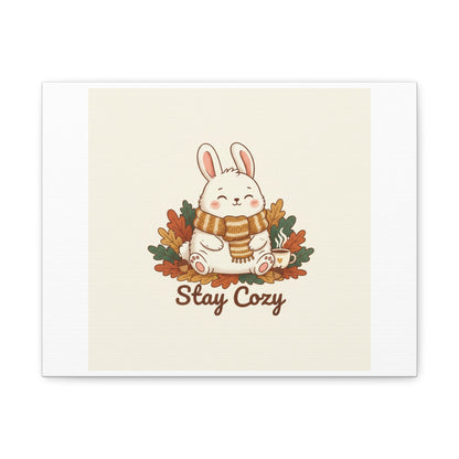 Cozy Bunny Illustration Canvas | Cute Critter Winter Forest Art