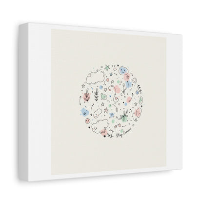 Doodle Circle Line Drawing Matte Canvas, Hand-Drawn Sketch Art