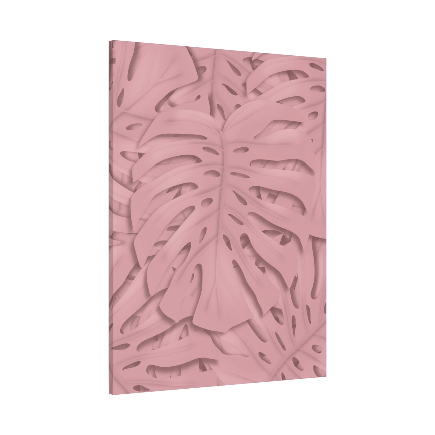 Soft Pink Monstera Canvas Print – Botanical Wall Art