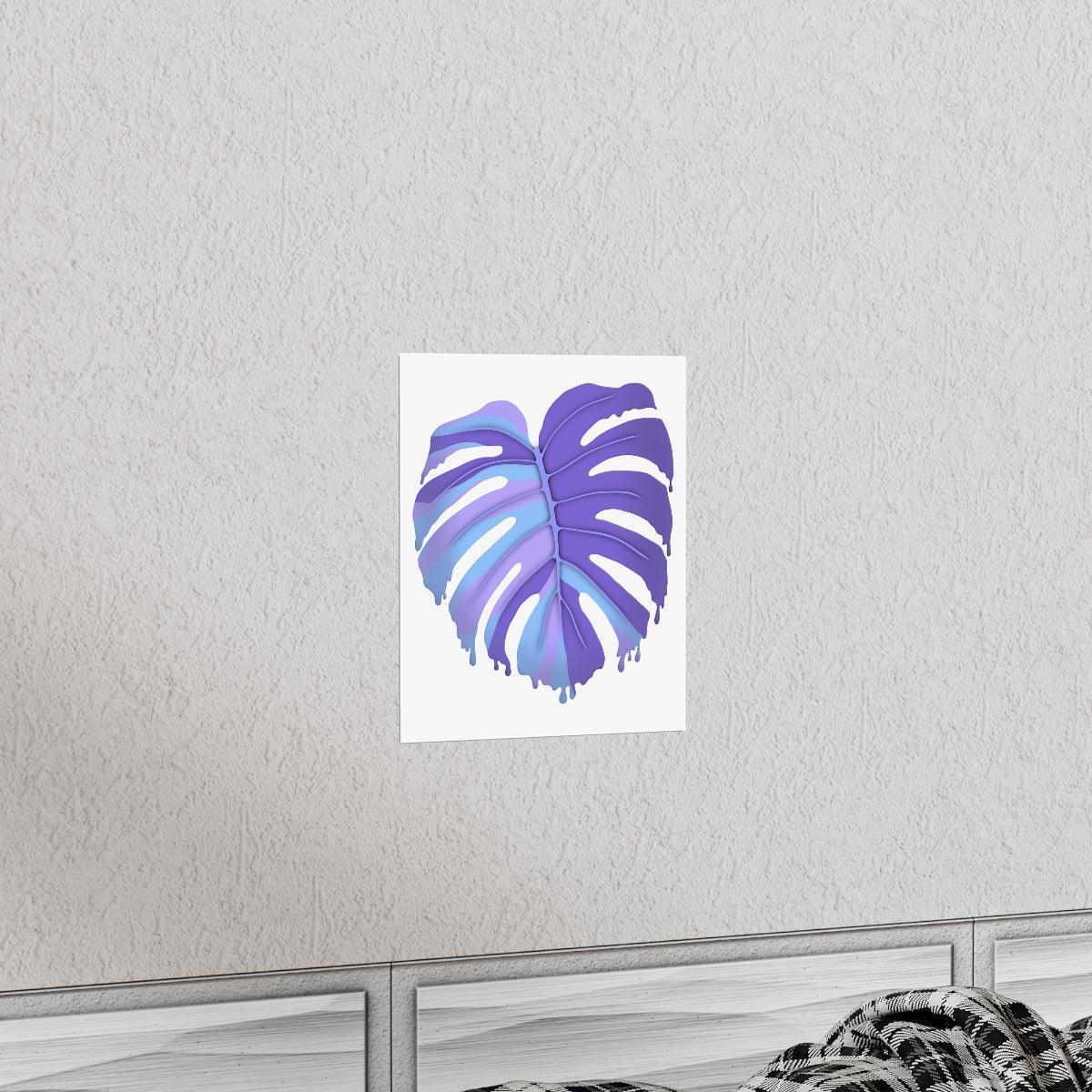 Purple Melting Monstera Botanical Print – Unframed Wall Art