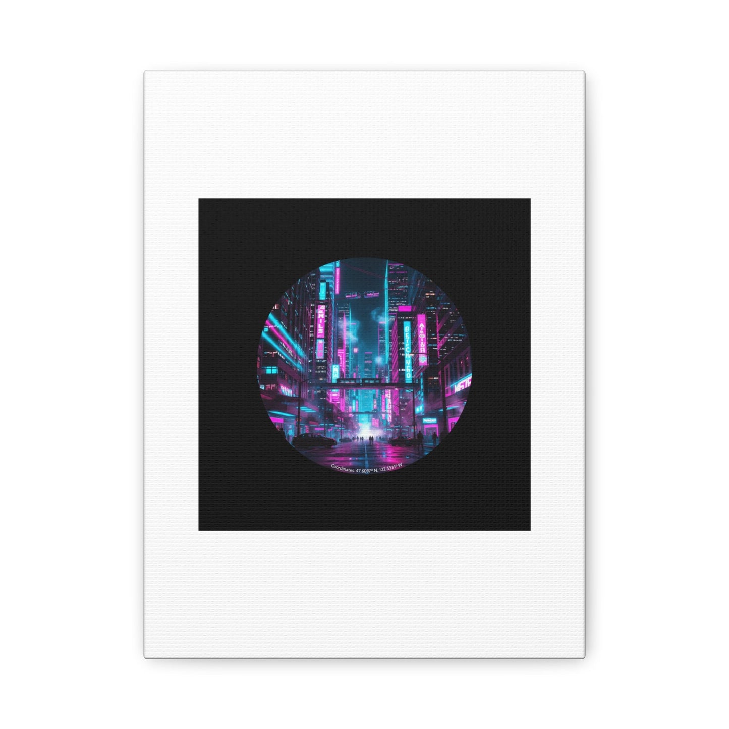 Neon Cyberpunk Cityscape Canvas | synthwave skyline, future city art
