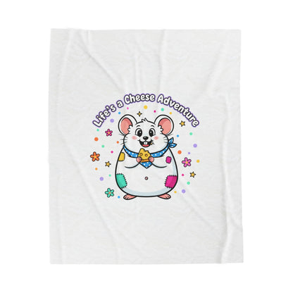 Life's a Cheese Adventure Velveteen Blanket | Rodent-Core, Cute Rat Art