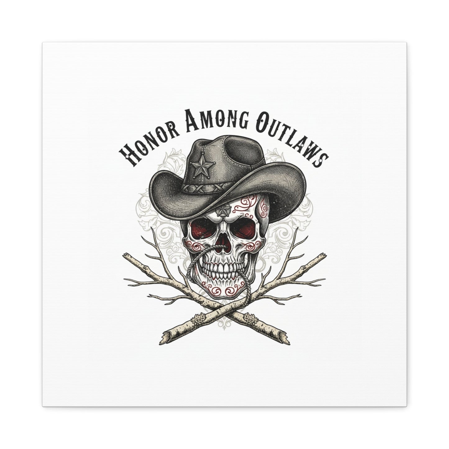 Honor Among Outlaws Canvas | Western Skull Art, Gothic Americana Desert Noir
