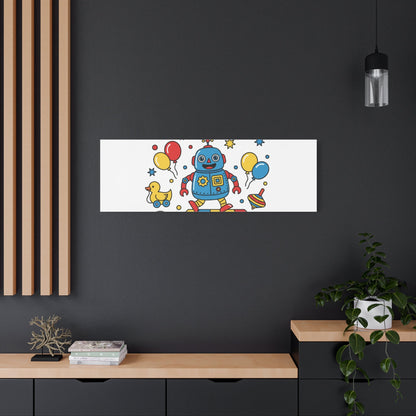 Retro Toy Robot Canvas | Throwback Kid, Primary Color Nostalgia