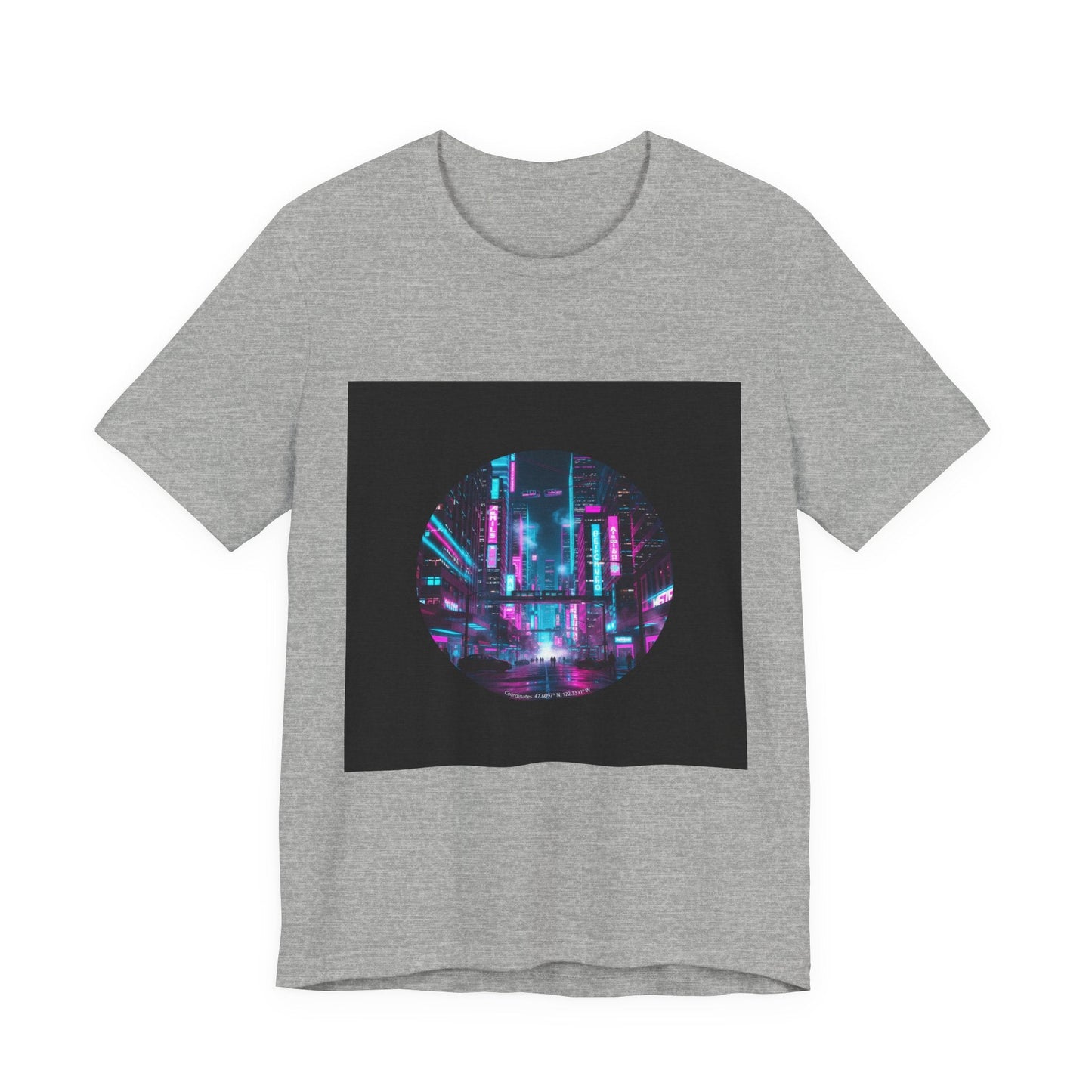 Neon Cyberpunk Skyline Tee | synthwave skyline, future city art