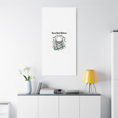 Roar for Self-Care Skull Canvas | heavy metal wellness, gothic wellness quote