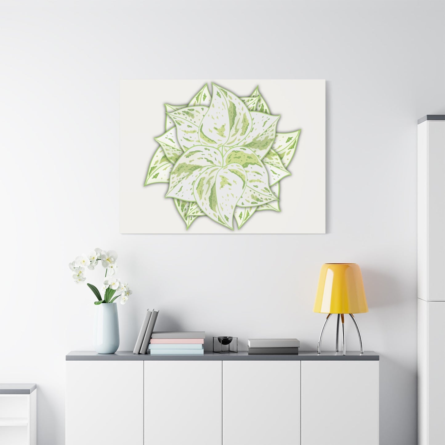Snow Queen Pothos Canvas Print – Botanical Wall Art