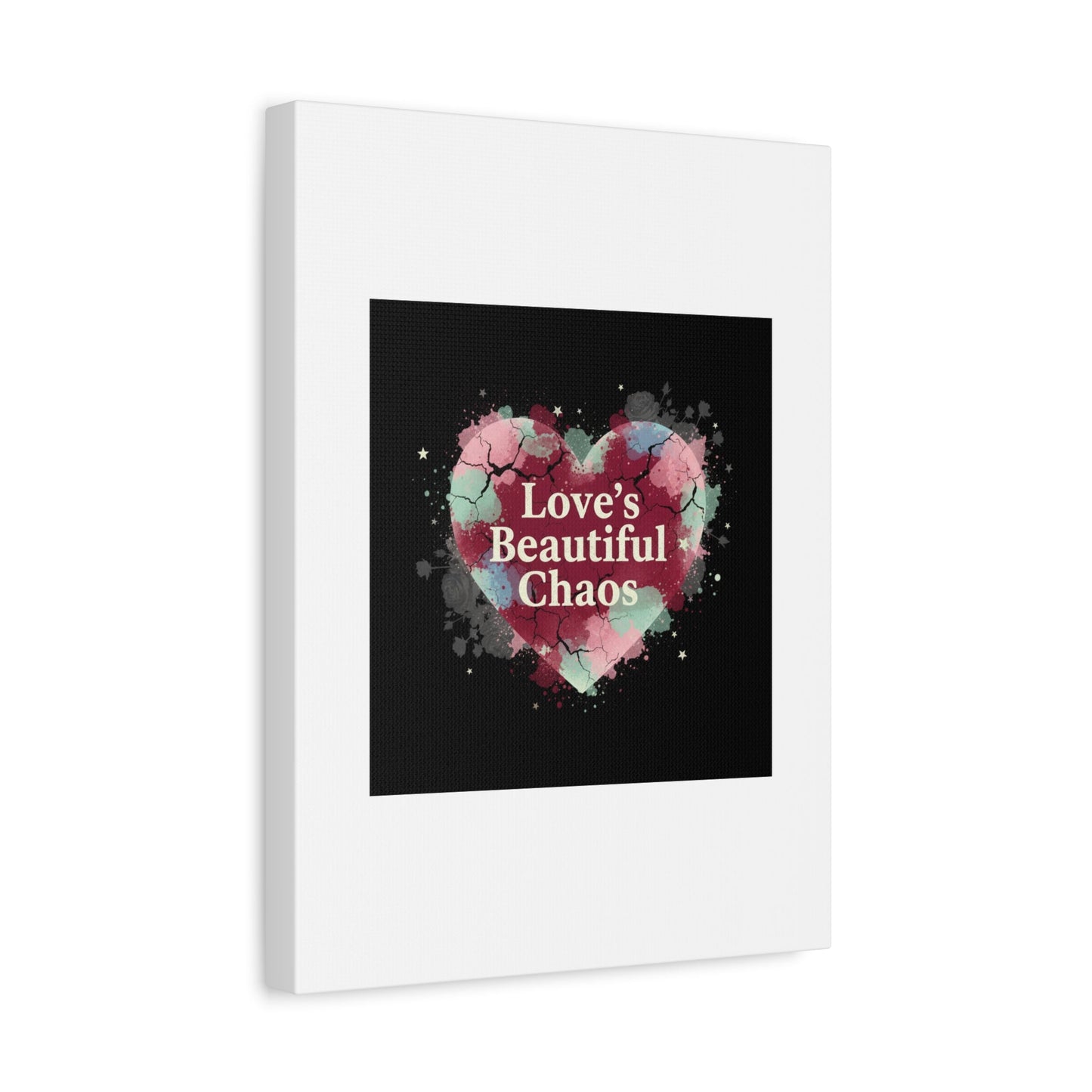 Love's Beautiful Chaos Canvas Print | Soft Grunge Hearts, Distressed Heart Art