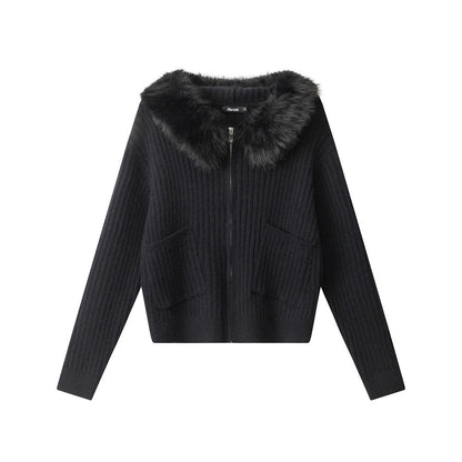 Slim Fit Hooded Knit Cardigan - Cozy Lightweight Women's Sweater