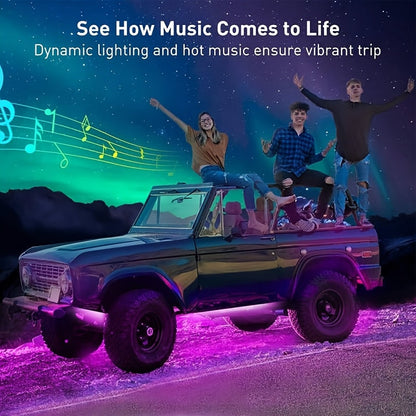 Car Lighting Kit, RGB Floor Lighting with Music Synchronization, Remote And App Control, Multiple Color Combinations, Remote Compatibility
