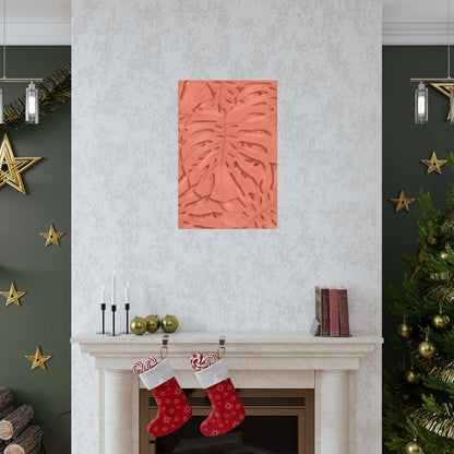 Coral Monstera Botanical Print – Unframed Wall Art
