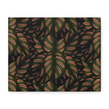 Calathea Pinstripe Pattern Canvas Print – Botanical Wall Art