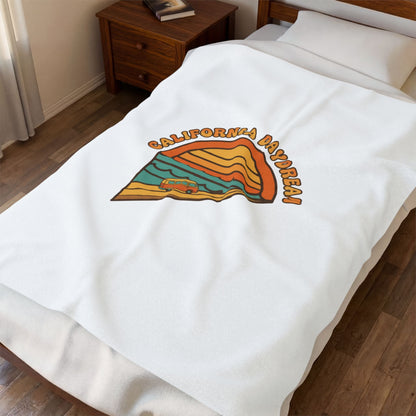 California Daydream Sunset Velveteen Blanket | 70s Retro Palm Golden Hour