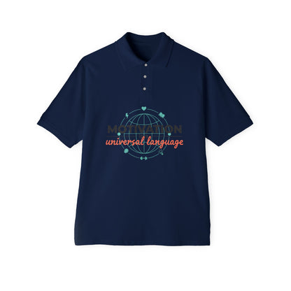 Motivation Is a Universal Language Polo — Tristan's Treehouse Men's Piqué