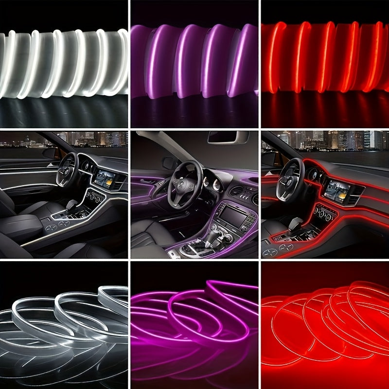 3m Interior Automotive Neon (center Console + Dashboard) with Matching Armrest Storage Box, RGB LED Light Strips for Environmental Application Control