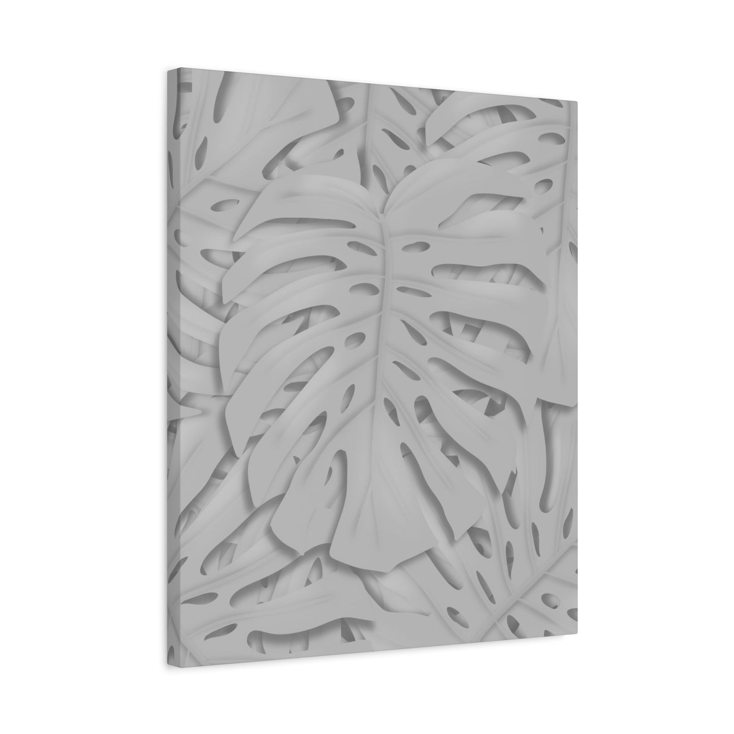Soft Grey Monstera Canvas Print – Botanical Wall Art