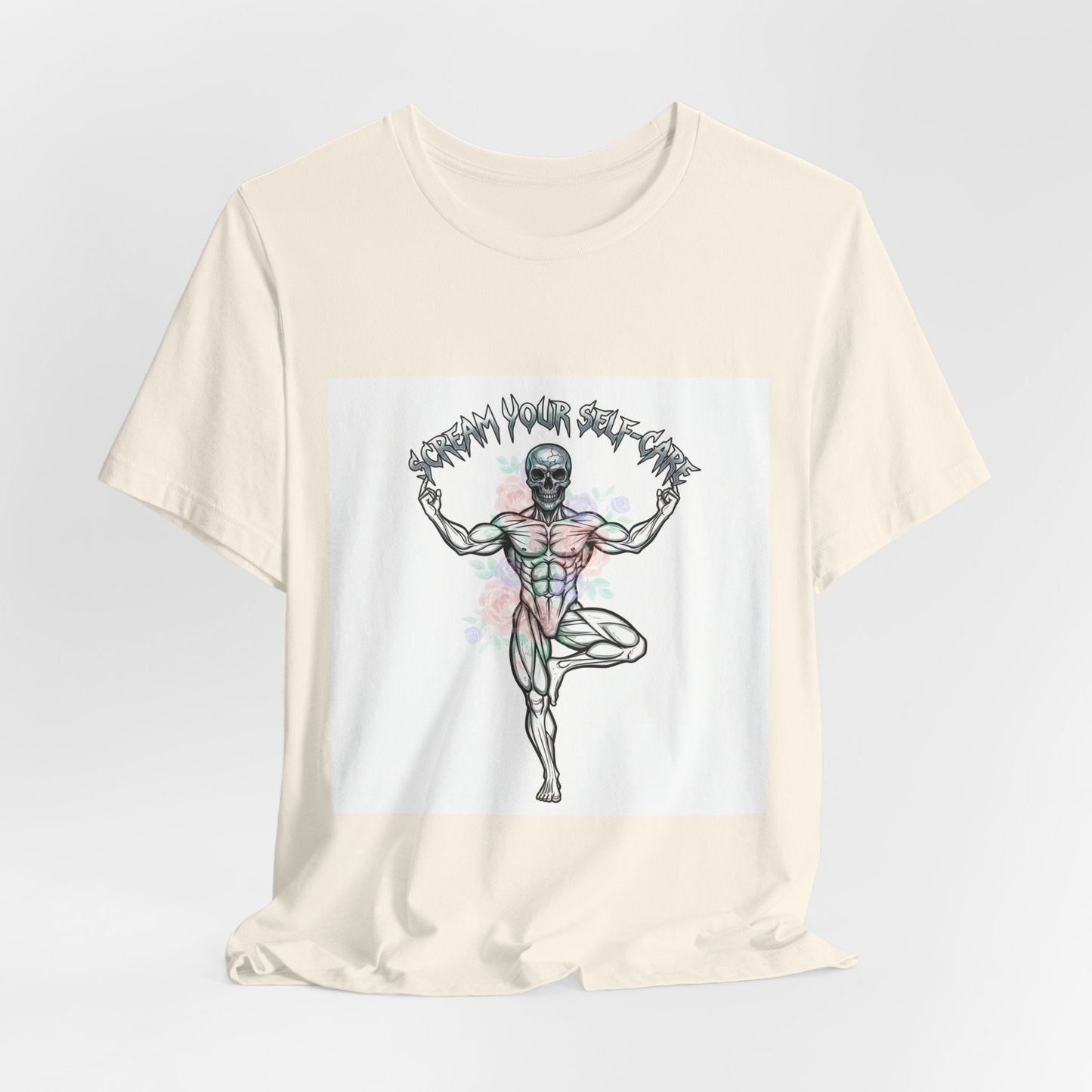 Hard Rock Motivational Skull Yoga Tee | metal font shirt, gothic wellness quote