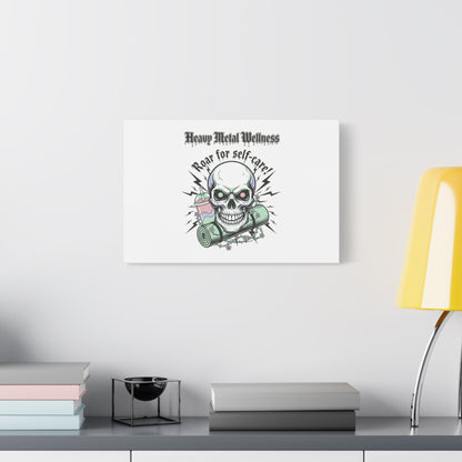 Roar for Self-Care Skull Canvas | heavy metal wellness, gothic wellness quote
